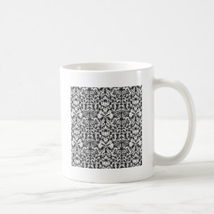 Black White Damask Lace Brocade Coffee Mug