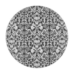 Black White Damask Lace Brocade Cutting Board
