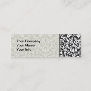 Black White Damask Lace Brocade Mini Business Card