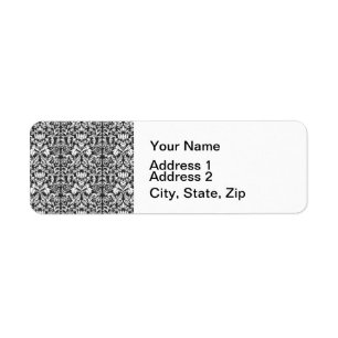 Black White Damask Lace Brocade Return Address Label