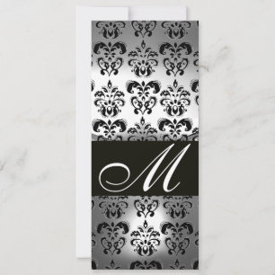 BLACK WHITE DAMASK MONOGRAM WEDDING PARTY PROGRAM