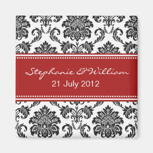 Black & White Damask Save The Date Magnet