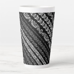 Black white damask stripes pattern latte mug