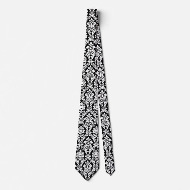 Black & White Damask Tie (Front)