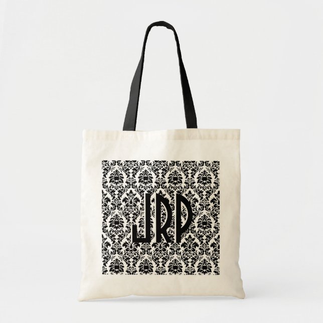 Black & White Damask Tote Bag (Front)