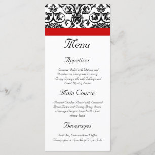 Black/White Damask w/ Ravishing Red Accent Menu