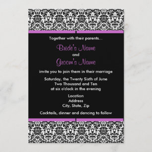 Black & White Damask Wedding Invitation