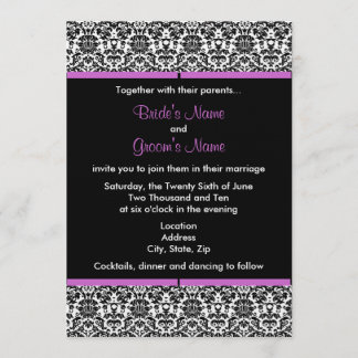 Black & White Damask Wedding Invitation