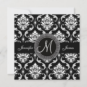 Black White Damask Wedding Invitations