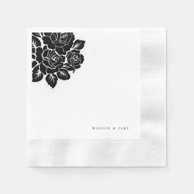 Black & White Damask Wedding  Napkin (Front)