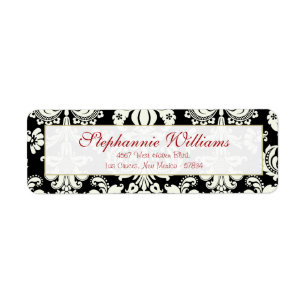 Black/White Damask Wedding Return Address Label