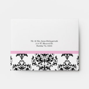 Black & White Damask Wedding RSVP Envelope