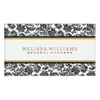 Black & White Damasks Gold Glitter Accent