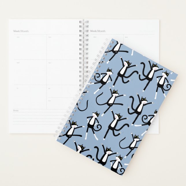 Black & White Dancing Tuxedo Cat Planner (Display)