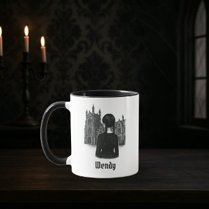 Black & White Dark Academia Goth Girl Mug