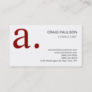 Black White Dark Red Grey Monogram Business Card
