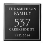 Black White Date Established Address House Plaque Ceramic Tile<br><div class="desc">Introducing our sophisticated and sleek black and white house address plaque, featuring a minimalist design that exudes elegance. This plaque not only displays your house number but also includes the date of establishment, adding a personal touch to your home. Elevate the exterior of your residence with this stylish and timeless...</div>