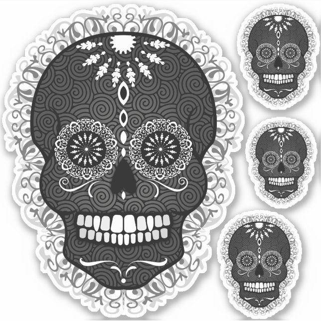 Black & White Day of the Dead Sugar Skulls (Front)