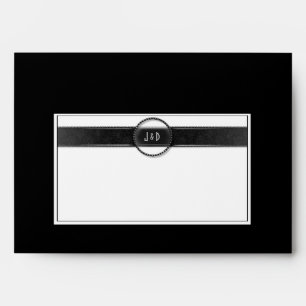 Black White Deco Matching WEDDING Initials Envelopes