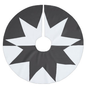 Black White Deco Star Sunburst Brushed Polyester Tree Skirt