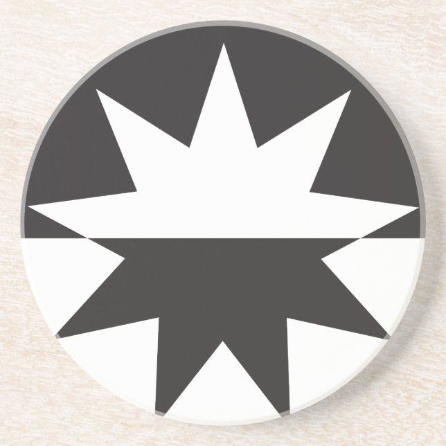 Black White Deco Star Sunburst Coaster (Front)