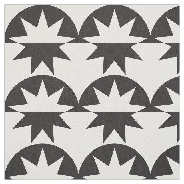 Black White Deco Star Sunburst Fabric (Swatch)