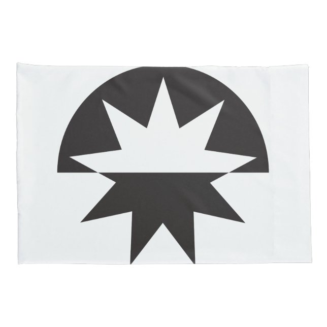 Black White Deco Star Sunburst Pillowcase (Back-Right)