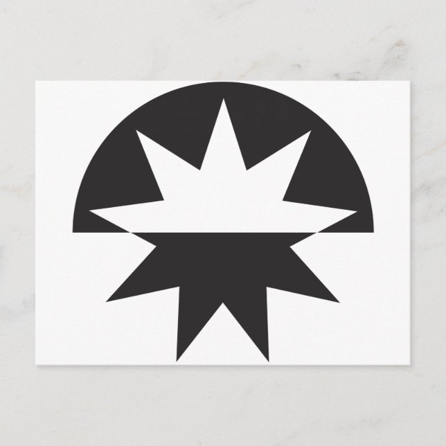 Black White Deco Star Sunburst Postcard (Front)