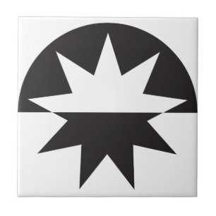 Black White Deco Star Sunburst Tile
