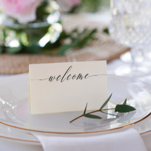 Black White Delicate Welcome Names & Wedding Date Place Card