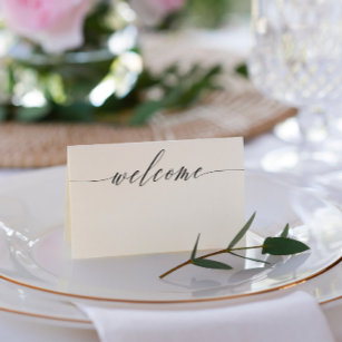 Black White Delicate Welcome Names & Wedding Date Place Card