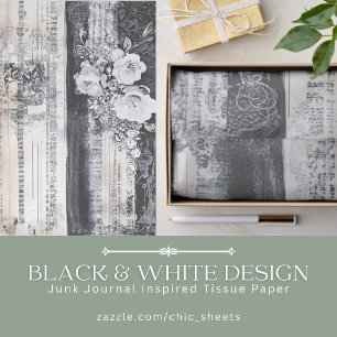 Black & White Design Junk Journal Inspired Tissue Paper