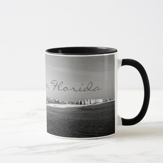 Black & White Destin Florida harbour coffee mug (Right)