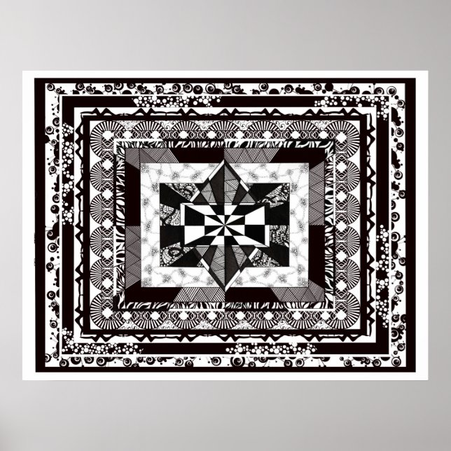 black white detailed HUGE Colossal Room Art Poster (Front)