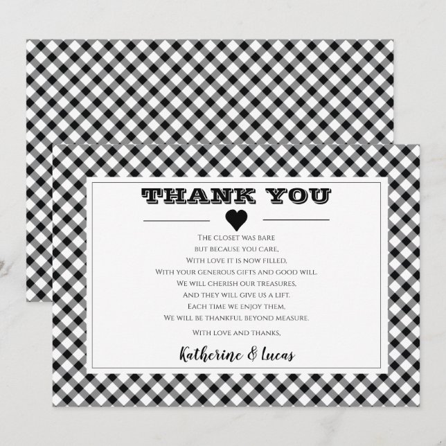 Black | White Diagonal Buffalo Checks Thank You (Front/Back)