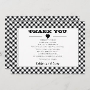 Black   White Diagonal Buffalo Checks Thank You