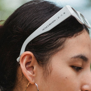 Black White Diagonal Colour Block Monogram Wedding Sunglasses