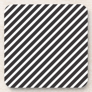 Black & White Diagonal Stripe Coasters