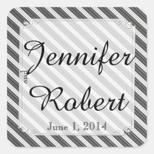 Black White Diagonal Stripe Wedding Envelope Seal