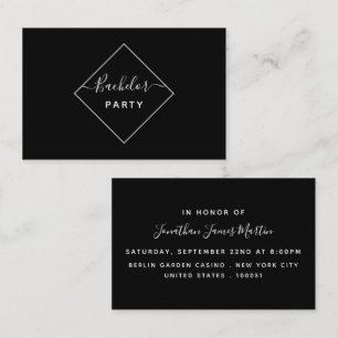 Black & White Diamond Bachelor Party Ticket Invite