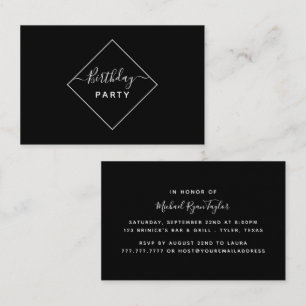 Black & White Diamond Birthday Party Invitation