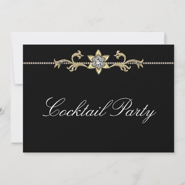 Black White Diamond Black White Cocktail Party Invitation (Front)