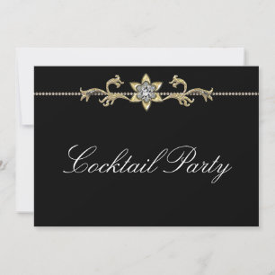 Black White Diamond Black White Cocktail Party Invitation