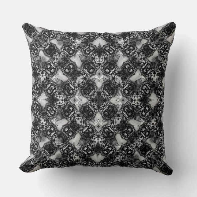 Black & White Diamond Chains Pattern Cushion (Front)