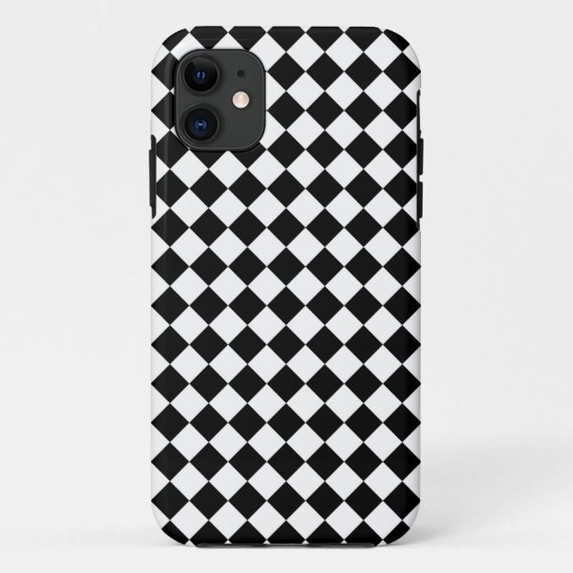Black White Diamond Check pattern Case-Mate iPhone Case (Back)