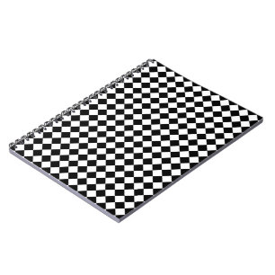 Black White Diamond Check pattern Notebook