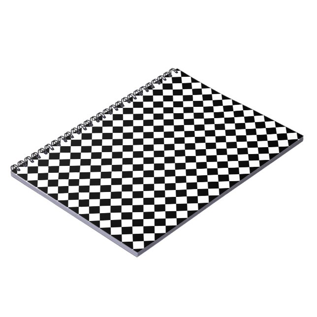 Black White Diamond Check pattern Notebook (Left Side)