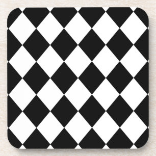 Black & White Diamond Chequered Pattern Coaster