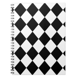 Black & White Diamond Chequered Pattern Notebook