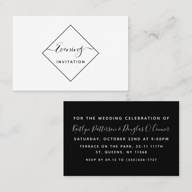 Black & White Diamond Evening Event Ticket Invite (Front/Back)